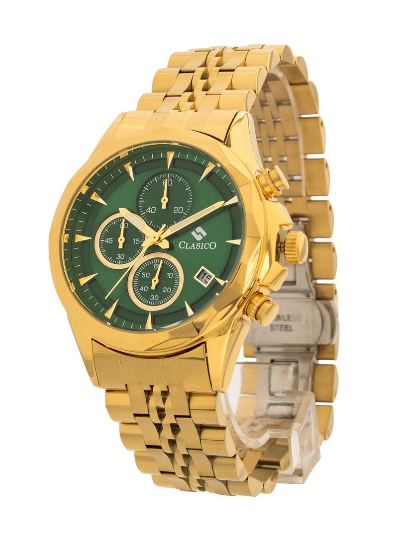 Clasico Luxe Men’s Chronograph Wrist Watch | Gold Bracelet | Luxury Analog Watch for Men - Image 2